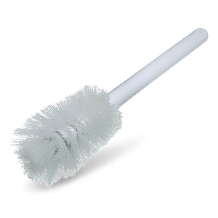 Sparta Handle Bottle Brush for Pint Bottles, White Polyester Bristles, 4.5" Brush, 7.5" White Plastic Handle