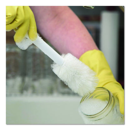 Sparta Handle Bottle Brush for Pint Bottles, White Polyester Bristles, 4.5" Brush, 7.5" White Plastic Handle
