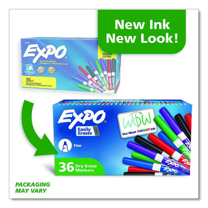 Low-Odor Dry Erase Marker Office Value Pack, Fine Bullet Tip, Assorted Colors, 36/Pack
