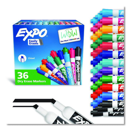 Low Odor Dry Erase Vibrant Color Markers, Broad Chisel Tip, Assorted Colors, 36/Pack