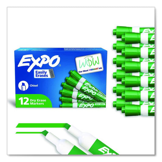 Low-Odor Dry-Erase Marker, Broad Chisel Tip, Green, Dozen