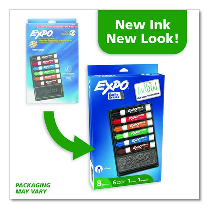 Low-Odor Dry Erase Marker and Organizer Kit, Broad Chisel Tip, Assorted Colors, 6/Set