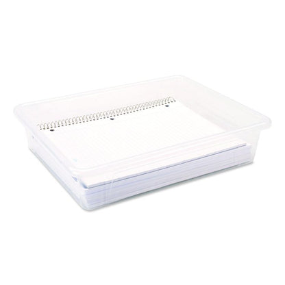 Storage Tray, Flat, 1.69 gal, 10.65" x 13.17" x 2.96", Translucent, 5/Pack