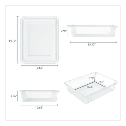 Storage Tray, Flat, 1.69 gal, 10.65" x 13.17" x 2.96", Translucent, 5/Pack