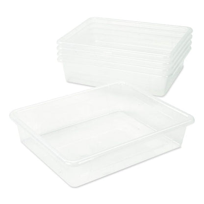Storage Tray, Flat, 1.69 gal, 10.65" x 13.17" x 2.96", Translucent, 5/Pack