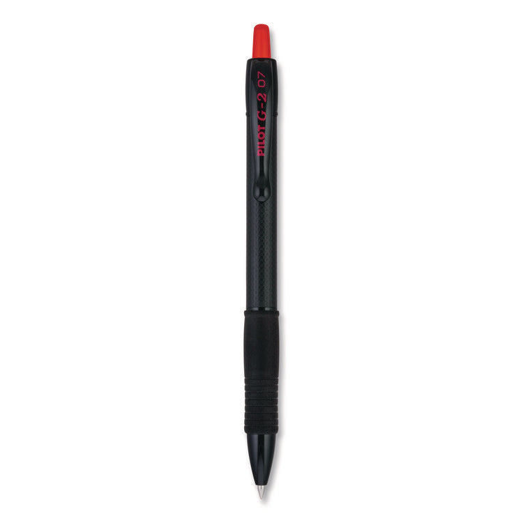 G2 Edge Premium Gel Roller Pen, Retractable, Fine 0.7 mm, Red Ink, Black/Red Barrel, Dozen