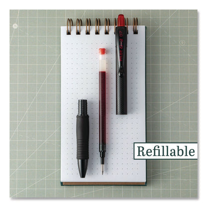 G2 Edge Premium Gel Roller Pen, Retractable, Fine 0.7 mm, Red Ink, Black/Red Barrel, Dozen