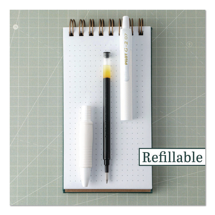 G2 Edge Premium Gel Roller Pen, Retractable, Fine 0.7 mm, Black Ink, White Barrel, Dozen