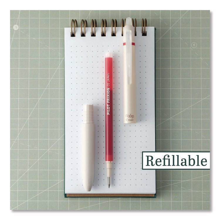 Frixion Waai Erasable Gel Pen, Retractable, Extra Fine 0.5 mm, Cherry Ink, Beige/Cherry Barrel, Dozen