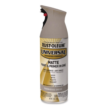 Universal Premium Spray Paint, Matte Greige, 12 oz Aerosol Can, 6/Carton