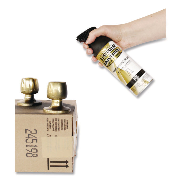 Universal Premium Spray Paint, Flat Black, 12 oz Aerosol Can, 6/Carton