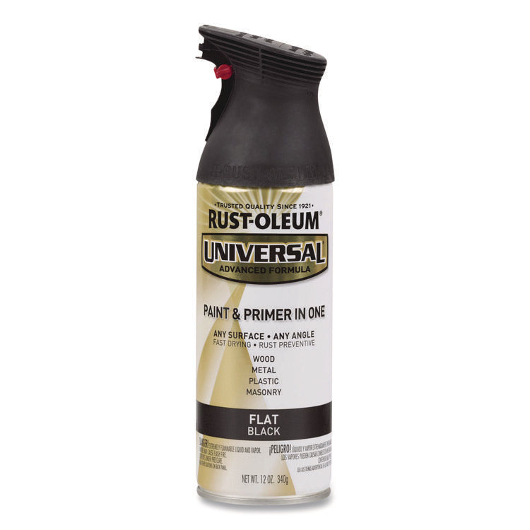 Universal Premium Spray Paint, Flat Black, 12 oz Aerosol Can, 6/Carton