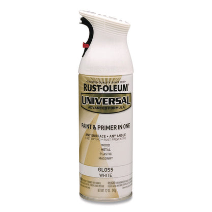Universal Premium Spray Paint, Gloss White, 12 oz Aerosol Can, 6/Carton