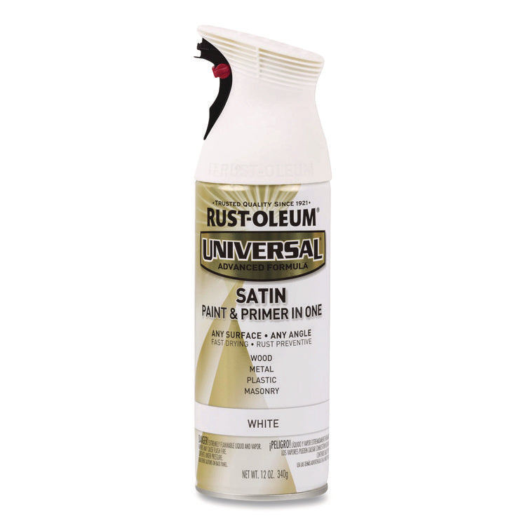 Universal Premium Spray Paint, Satin White, 12 oz Aerosol Can, 6/Carton