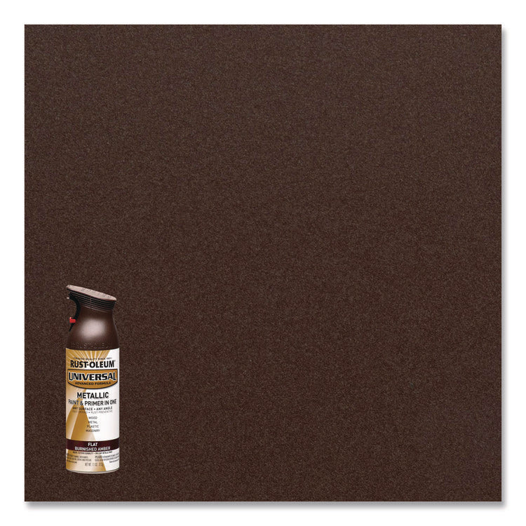Universal Premium Spray Paint, Flat Amber, 12 oz Aerosol Can, 6/Carton