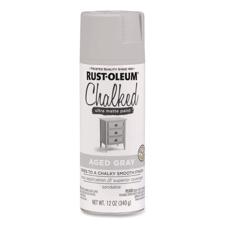 Ultra Matte Chalked Paint, Matte Aged Gray, 12 oz Aerosol Can, 6/Carton
