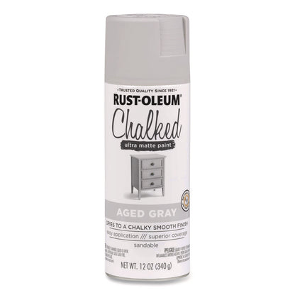 Ultra Matte Chalked Paint, Matte Aged Gray, 12 oz Aerosol Can, 6/Carton