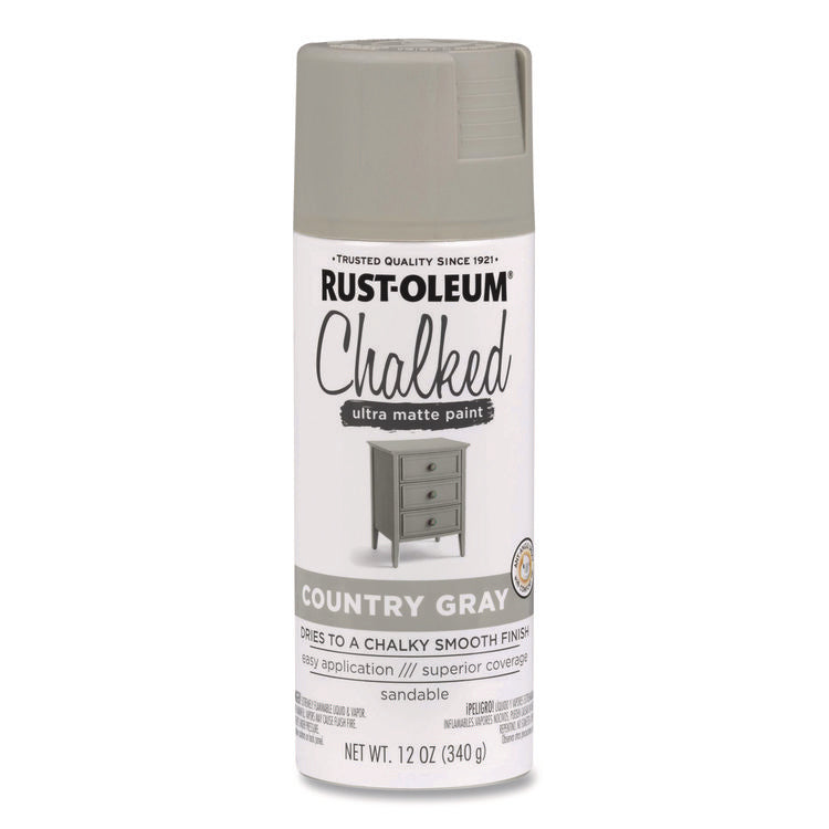 Ultra Matte Chalked Paint, Matte Country Gray, 12 oz Aerosol Can, 6/Carton