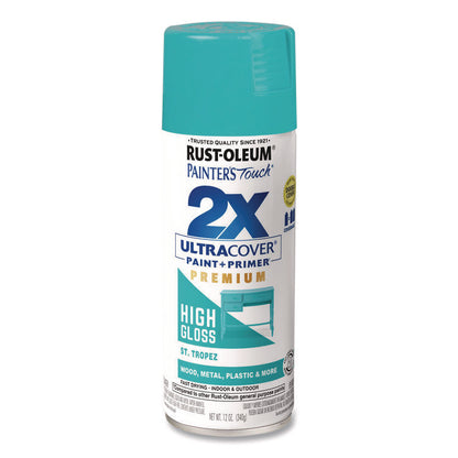 Painter's Touch 2X Ultra Cover Spray Paint, High Gloss St. Tropez, 12 oz Aerosol Can, 6/Carton