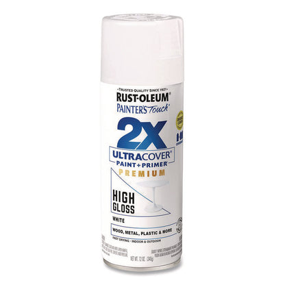 Painter's Touch 2X Ultra Cover Spray Paint, High Gloss White, 12 oz Aerosol Can