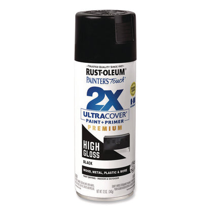 Painter's Touch 2X Ultra Cover Spray Paint, High Gloss Black, 12 oz Aerosol Can