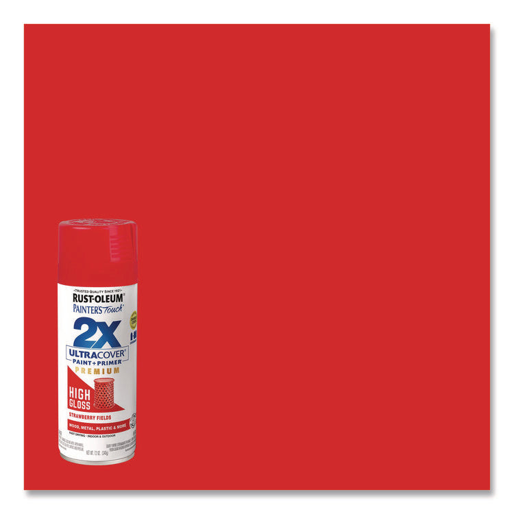Painter's Touch 2X Ultra Cover Spray Paint, High Gloss Strawberry Fields, 12 oz Aerosol Can, 6/Carton