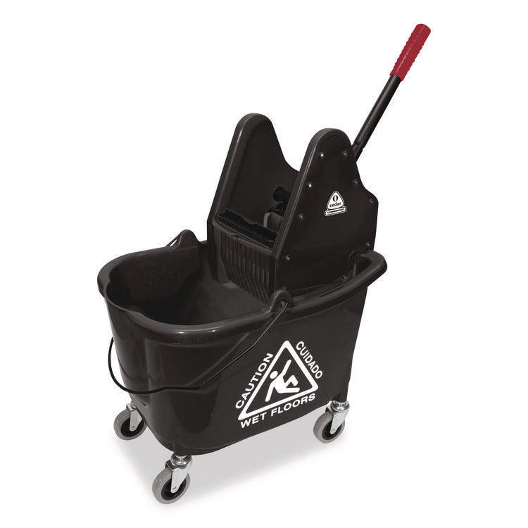 Premier Downpress Mop Bucket and Wringer, 32 to 35 qt, Black