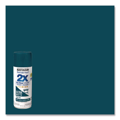 Painter's Touch 2X Ultra Cover Spray Paint, Ultra Matte Teal, 12 oz Aerosol Can, 6/Carton