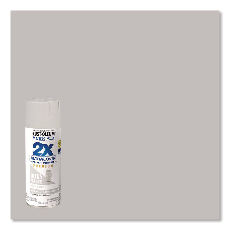 Painter's Touch 2X Ultra Cover Spray Paint, Ultra Matte Gray, 12 oz Aerosol Can