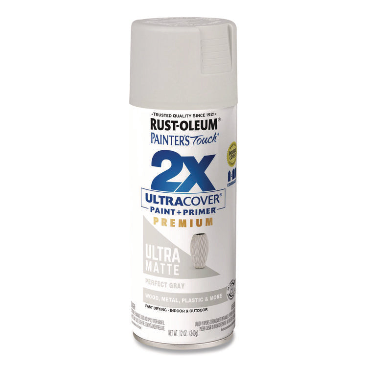 Painter's Touch 2X Ultra Cover Spray Paint, Ultra Matte Gray, 12 oz Aerosol Can