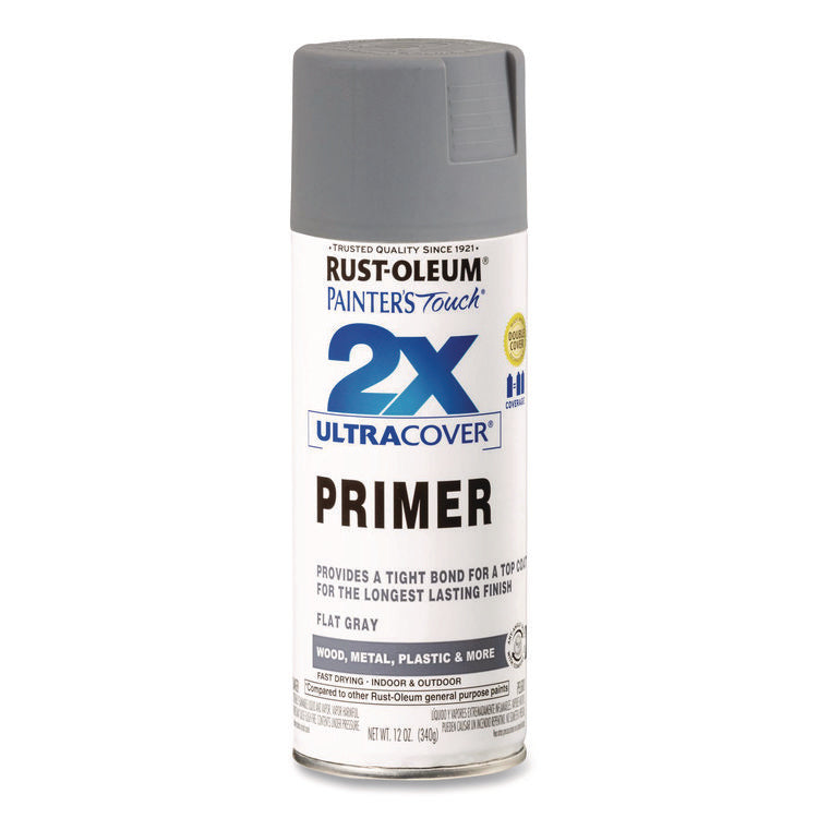 Painter's Touch 2X Ultra Cover Spray Paint, Flat Gray, 12 oz Aerosol Can, 6/Carton