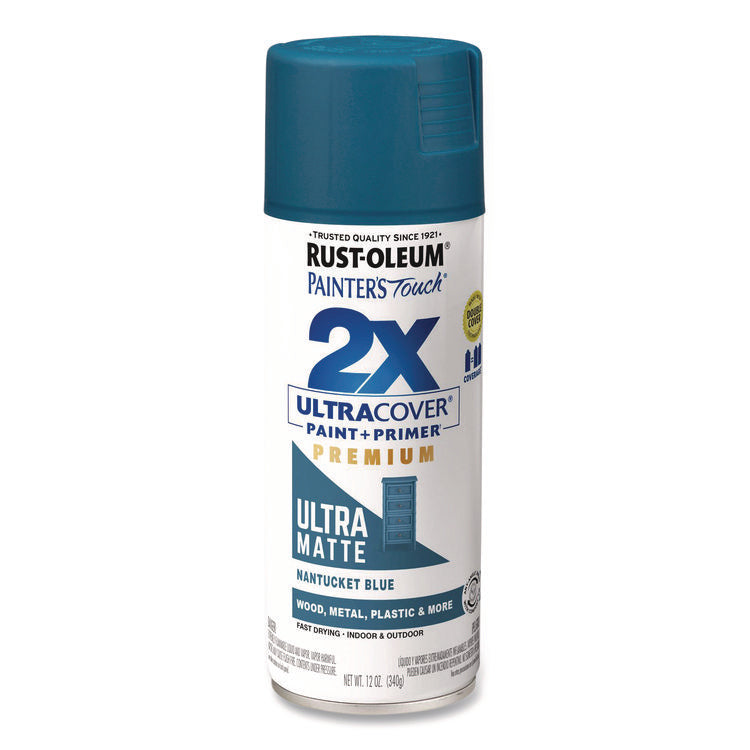 Painter's Touch 2X Ultra Cover Spray Paint, Ultra Matte Blue, 12 oz Aerosol Can
