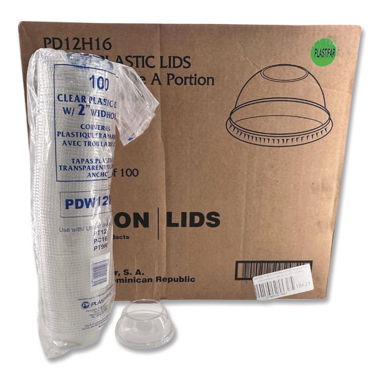 PET Lids, Fits 5 oz and 8 oz Sundae Cup, 100/Sleeve, 10/Sleeves/Carton