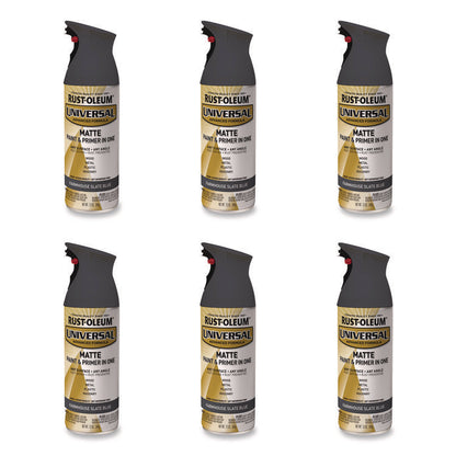 Universal Premium Spray Paint, Matte Slate Blue, 12 oz Aerosol Can, 6/Carton
