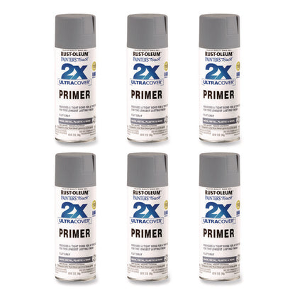 Painter's Touch 2X Ultra Cover Spray Paint, Flat Gray, 12 oz Aerosol Can, 6/Carton