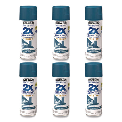 Painter's Touch 2X Ultra Cover Spray Paint, Ultra Matte Blue, 12 oz Aerosol Can, 6/Carton