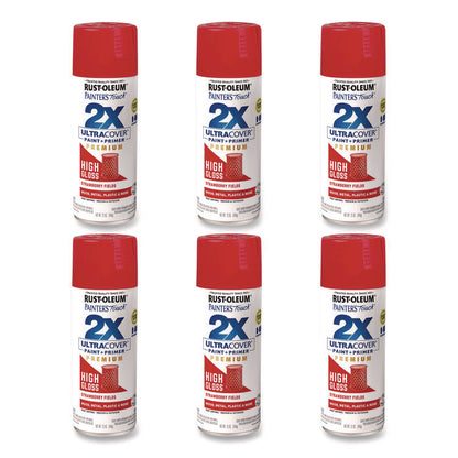 Painter's Touch 2X Ultra Cover Spray Paint, High Gloss Strawberry Fields, 12 oz Aerosol Can, 6/Carton