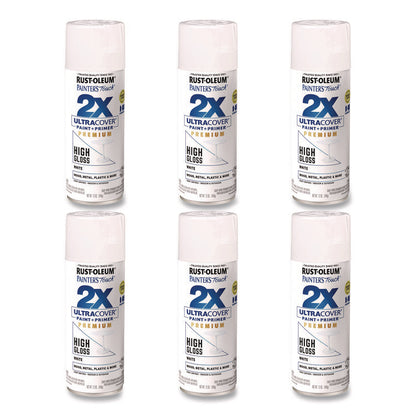 Painter's Touch 2X Ultra Cover Spray Paint, High Gloss White, 12 oz Aerosol Can, 6/Carton