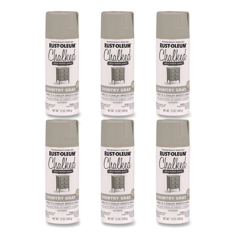 Ultra Matte Chalked Paint, Matte Country Gray, 12 oz Aerosol Can, 6/Carton