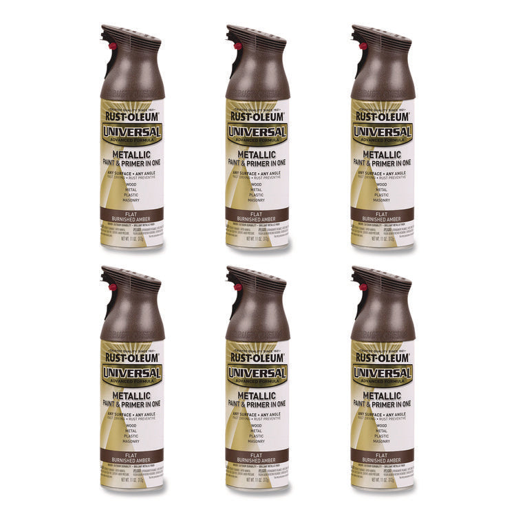 Universal Premium Spray Paint, Flat Amber, 12 oz Aerosol Can, 6/Carton