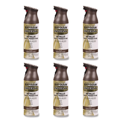 Universal Premium Spray Paint, Flat Amber, 12 oz Aerosol Can, 6/Carton