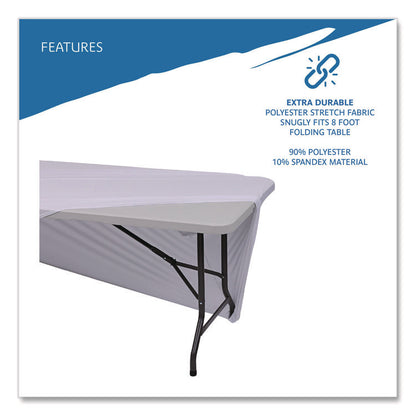 iGear Fabric Table Cover, Polyester/Spandex, 30" x 96", White