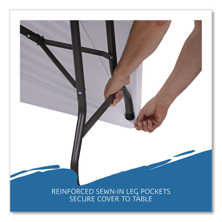 iGear Fabric Table Cover, Polyester/Spandex, 30" x 96", White
