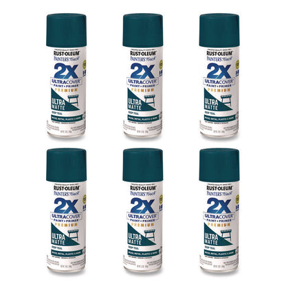 Painter's Touch 2X Ultra Cover Spray Paint, Ultra Matte Teal, 12 oz Aerosol Can, 6/Carton