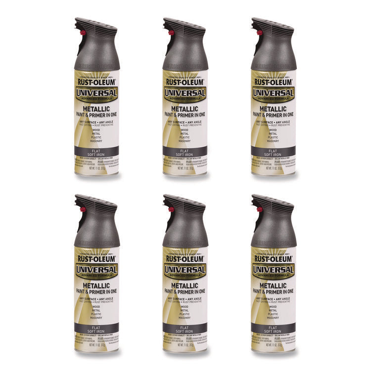 Universal Premium Spray Paint, Flat Iron, 12 oz Aerosol Can, 6/Carton