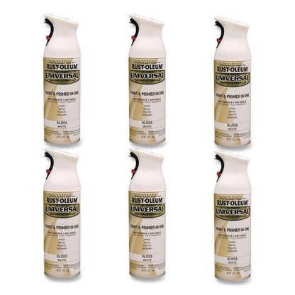 Universal Premium Spray Paint, Gloss White, 12 oz Aerosol Can, 6/Carton