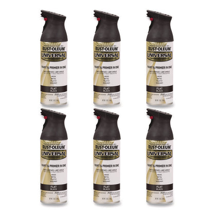 Universal Premium Spray Paint, Flat Black, 12 oz Aerosol Can, 6/Carton