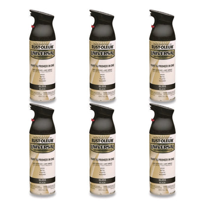 Universal Premium Spray Paint, Gloss Black, 12 oz Aerosol Can, 6/Carton