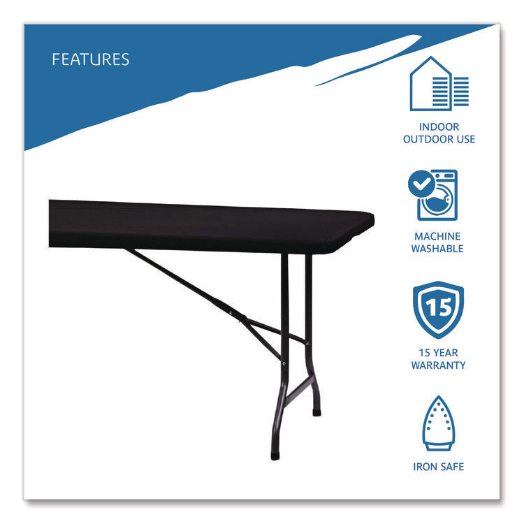 iGear Fabric Table Top Cap Cover, Polyester/Spandex, 30" x 96", Black