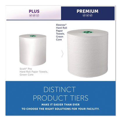Hard Roll Paper Towels with Premium Absorbency Pockets with Colored Core, Green Core, 1-Ply, 7.5" x 700 ft, White, 6 Rolls/CT